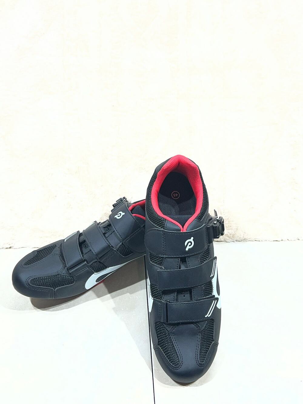 Peloton Cycling Shoes Mens EU 45 US 11 Black Red Road Bike Shoes SPD Cleats EUC